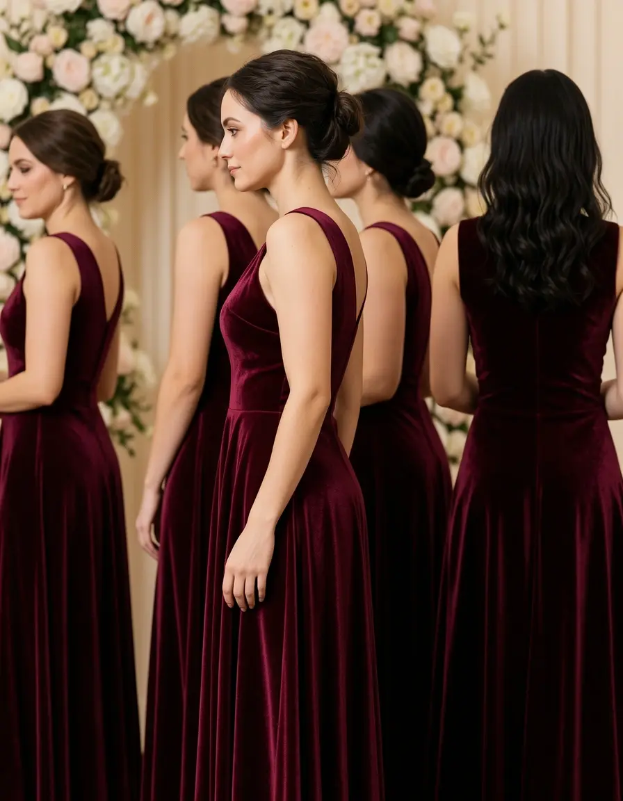 Velvet Bridesmaid Burgundy