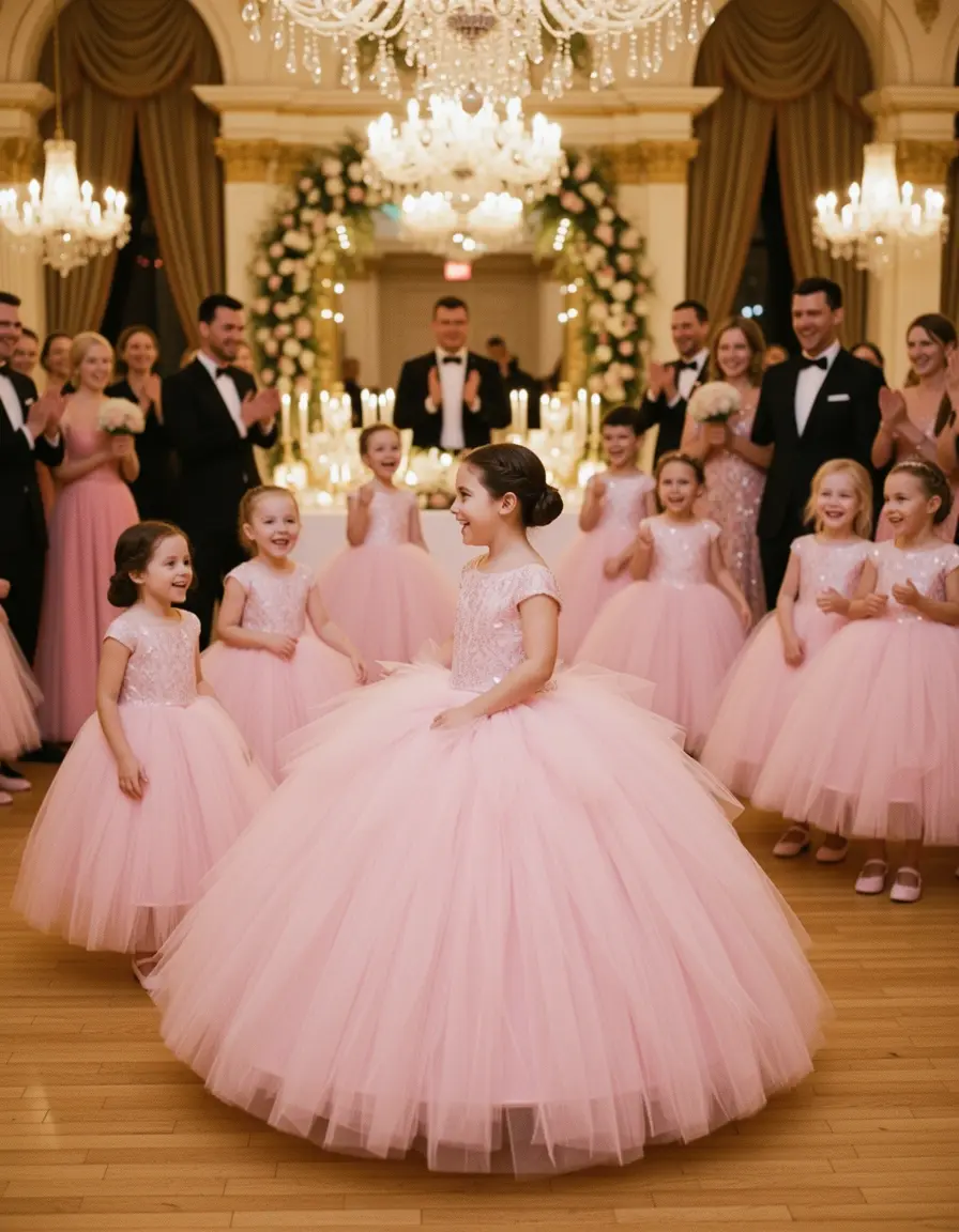 Abito principesco in tulle rosa