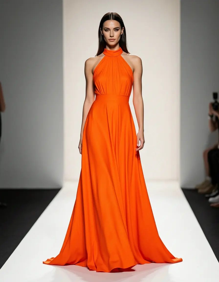 Orange Halter Dress vestito arancione scollo halter
