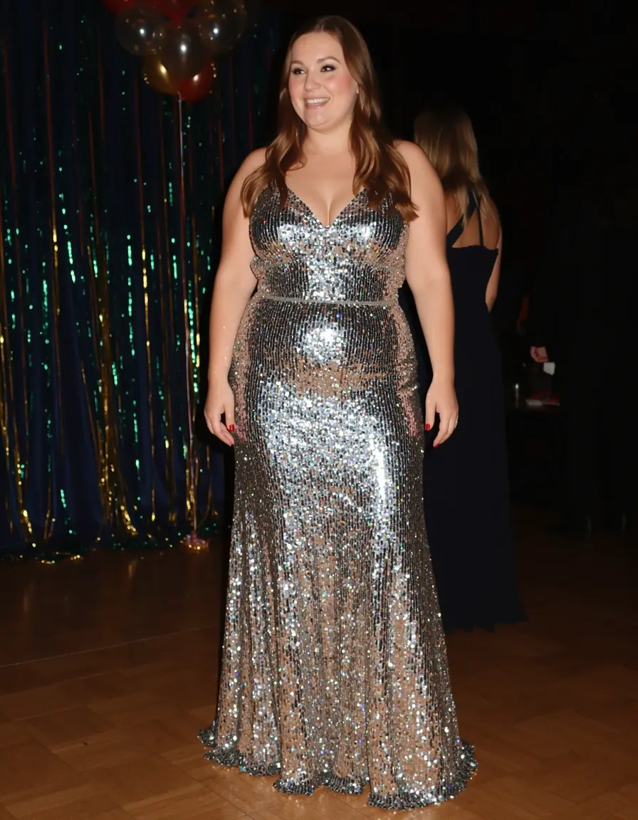 Vestito lungo da festa con paillettes
