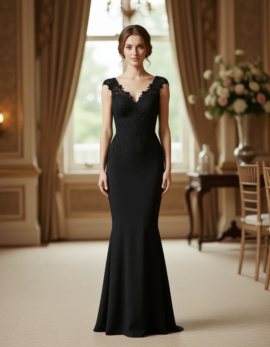Vestito matrimonio donna tubino nero slim
