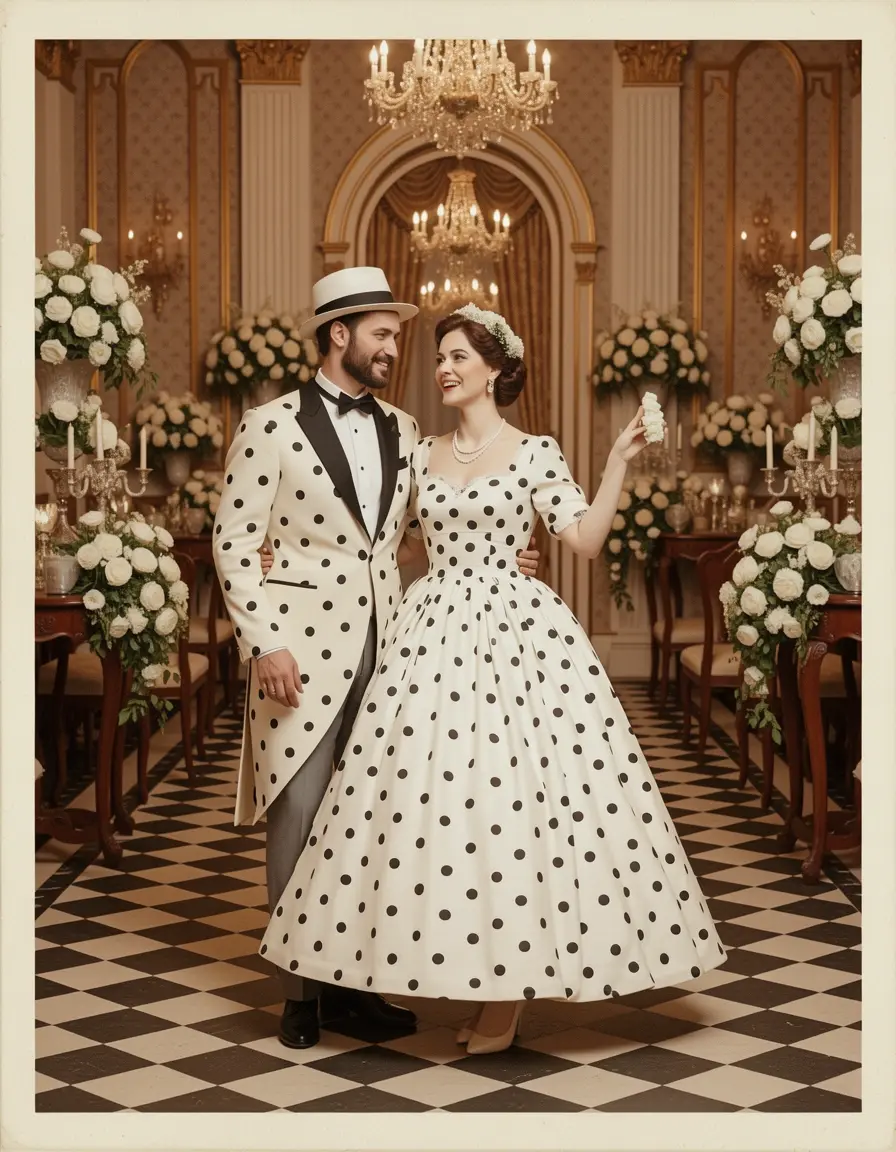 Vestito matrimonio donna vintage pois