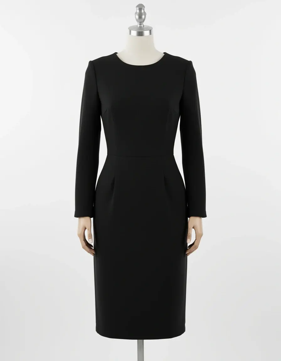 Tubino nero elegante con maniche lunghe