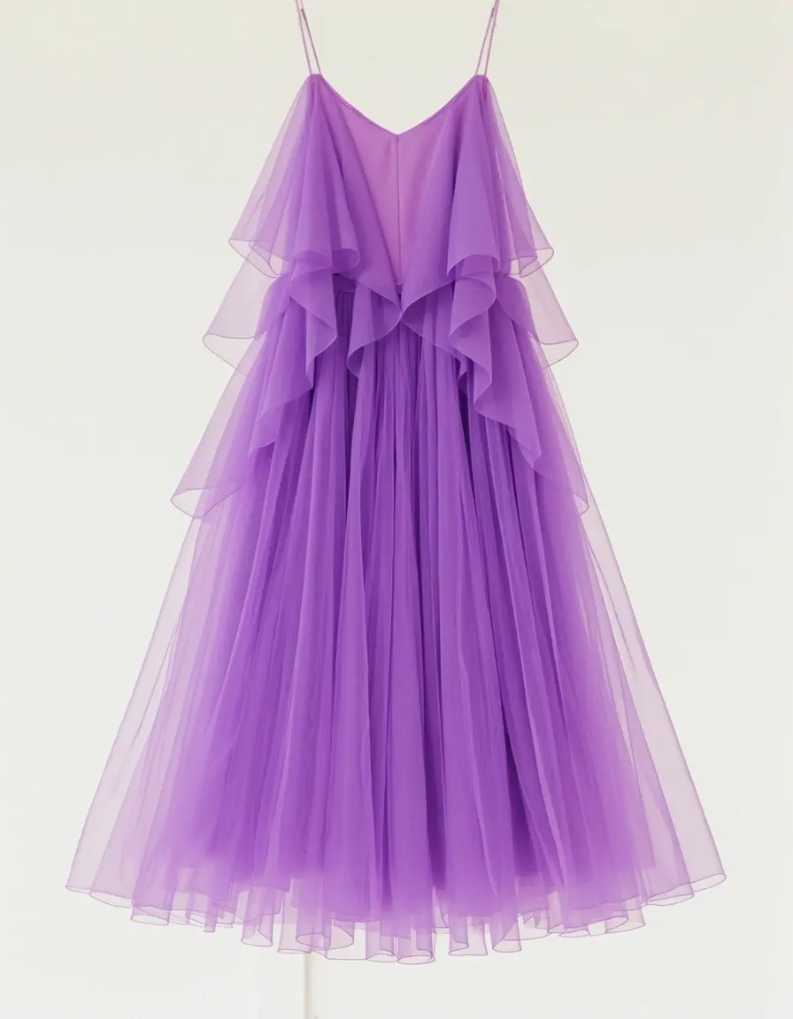 Abito in chiffon a strati viola etereo