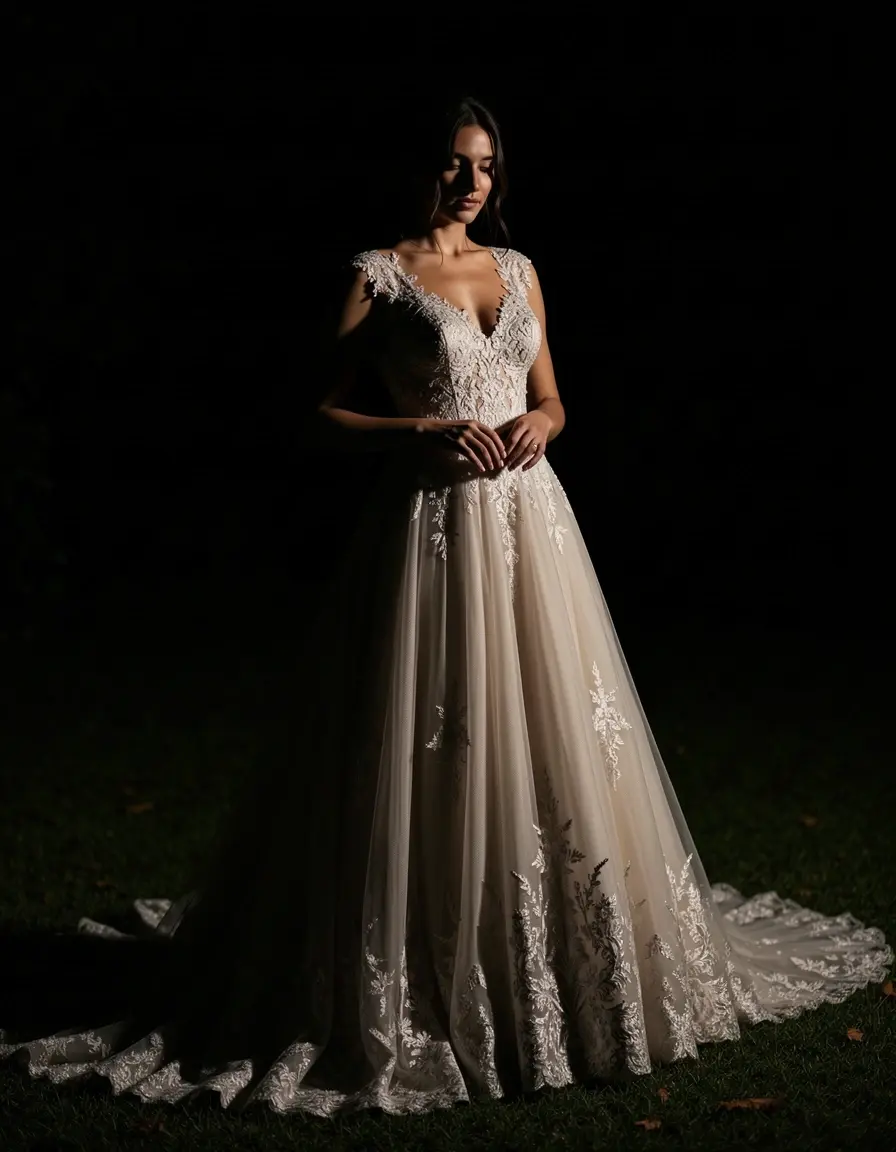 Night Wedding Gown elegante scuro per matrimonio di sera