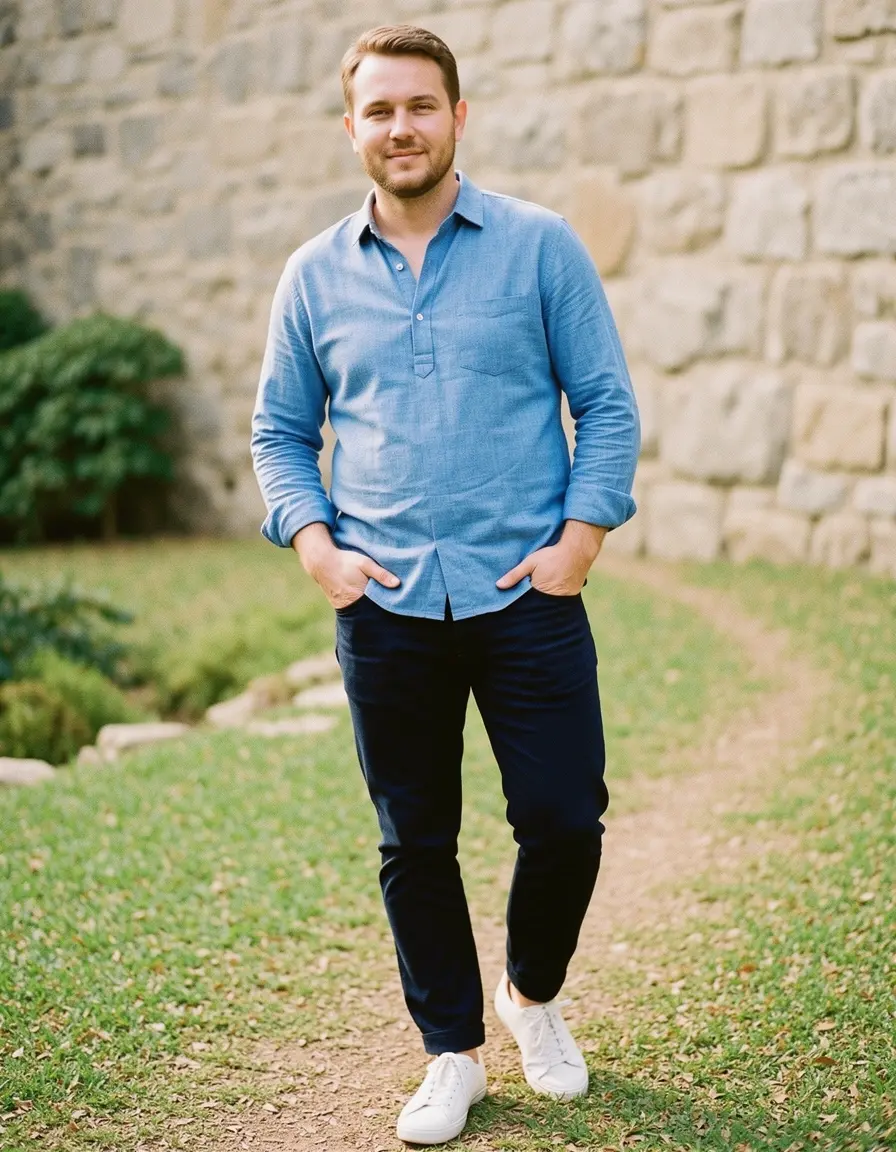 Vestito a sacchetto blu rilassato per cerimonie casual