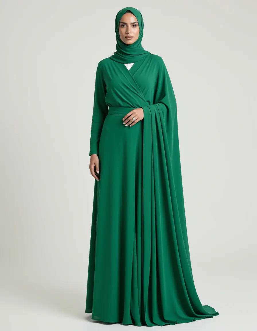 Vestito lungo elegante a portafoglio verde