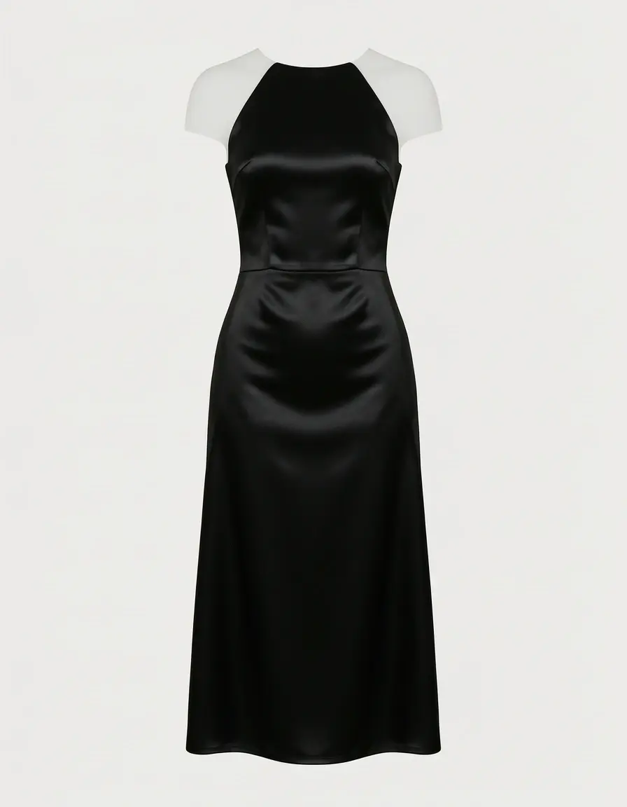 Black Satin Dress raso nero elegante