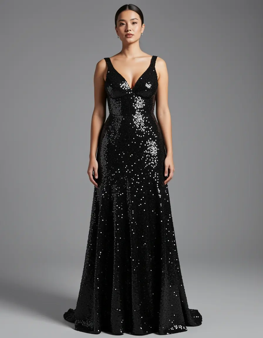 Abito cocktail nero paillettes Sequin Cocktail Dress
