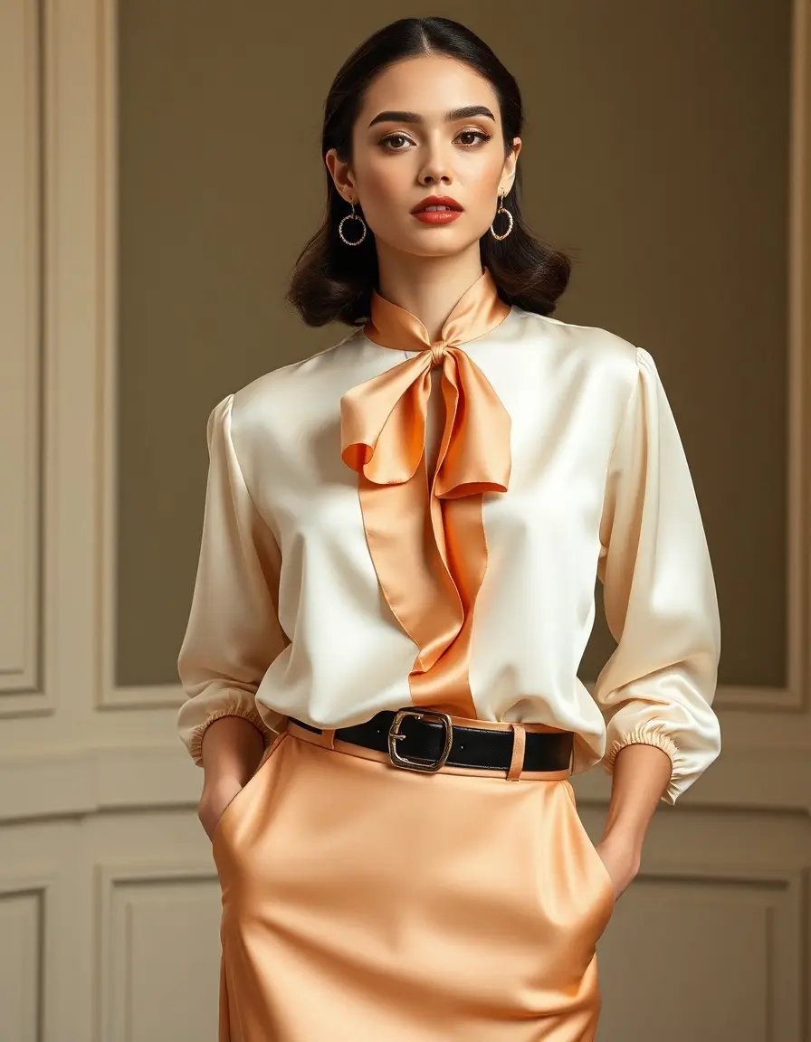 Elegant Blouse Skirt Set in seta