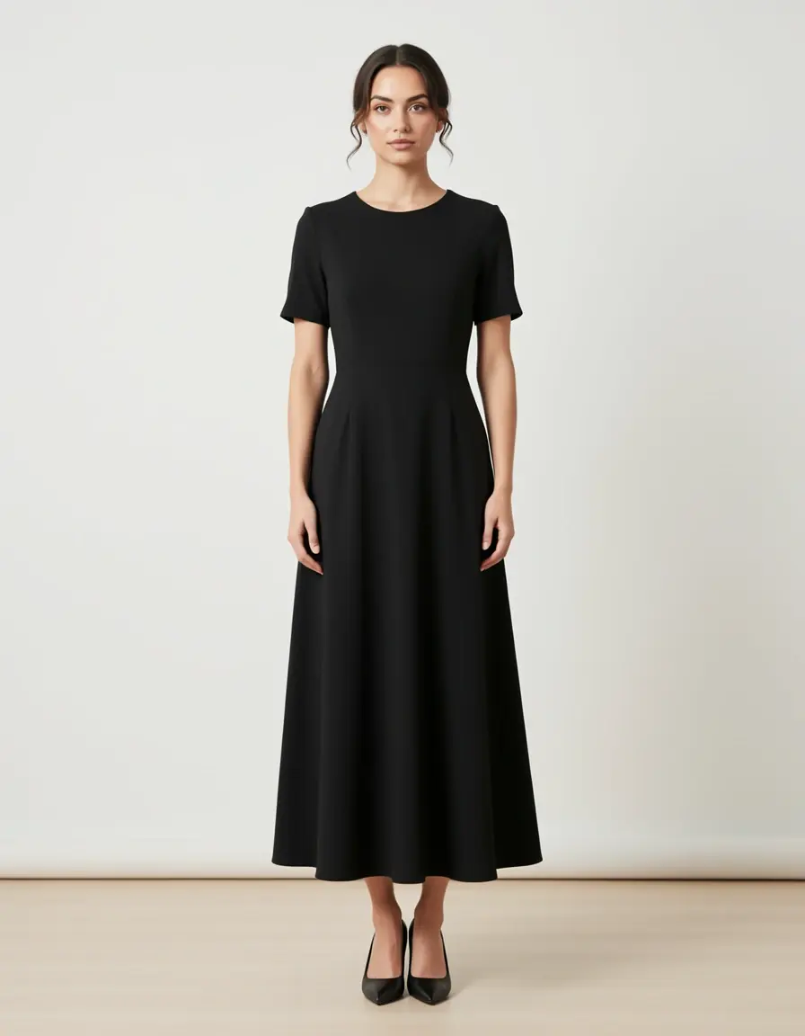 Classic Women's Midi dress nero intramontabile