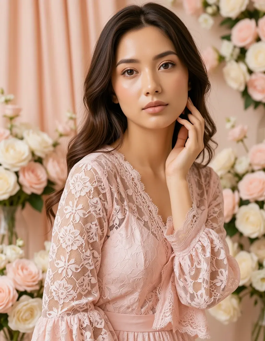 Romantic Women's Lace dress in pizzo pastello