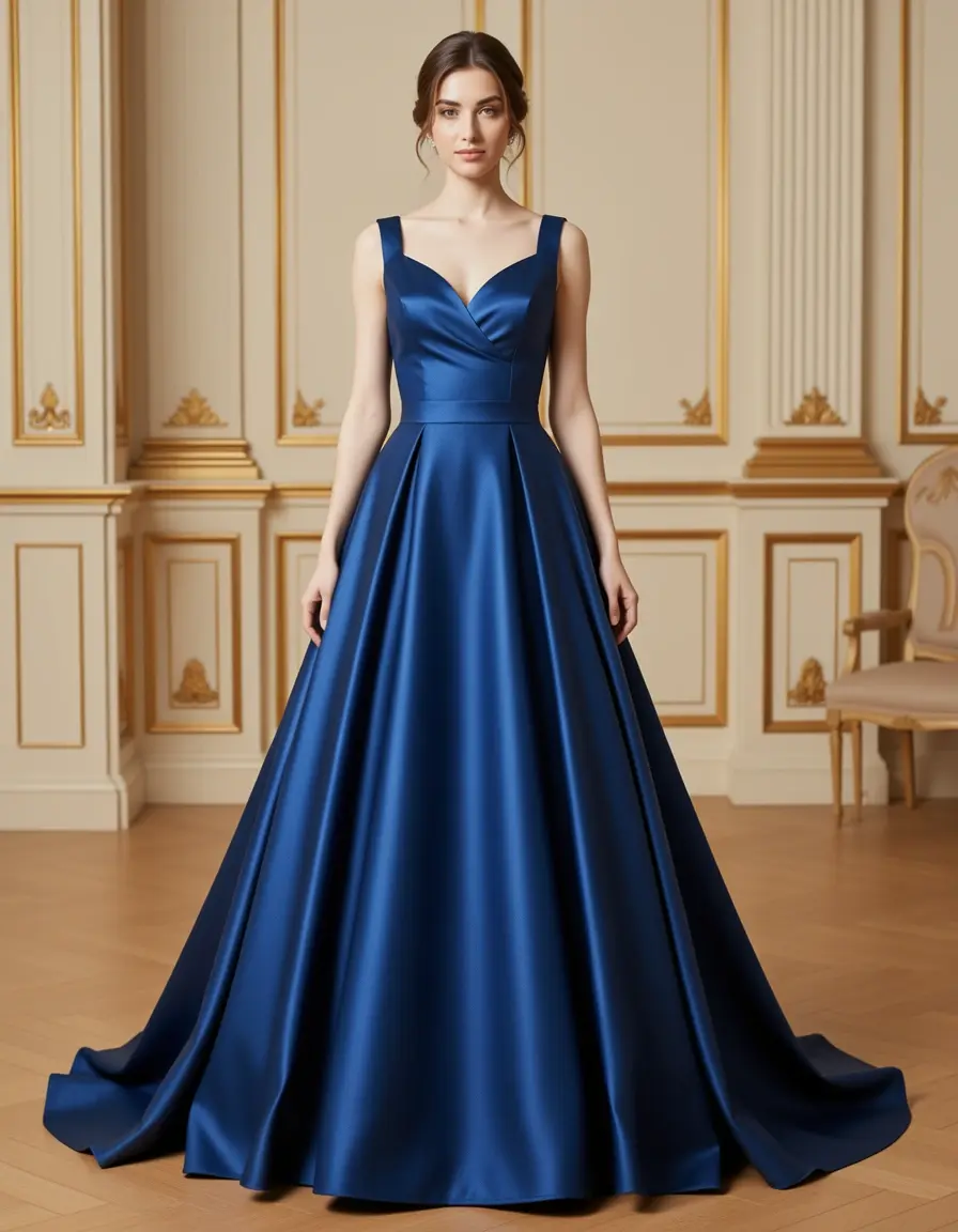Formal Women's Gown in pregiato raso