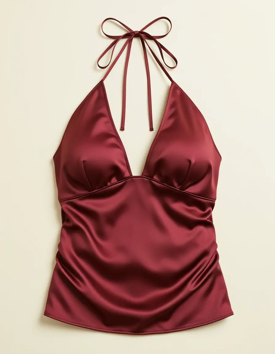 Abito estivo halter in seta con spalline sottili