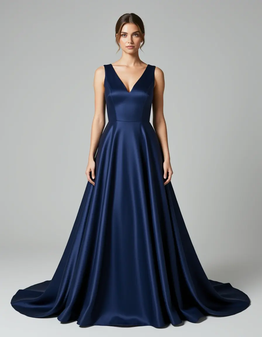 Abito Grand Satin Dress in blu navy