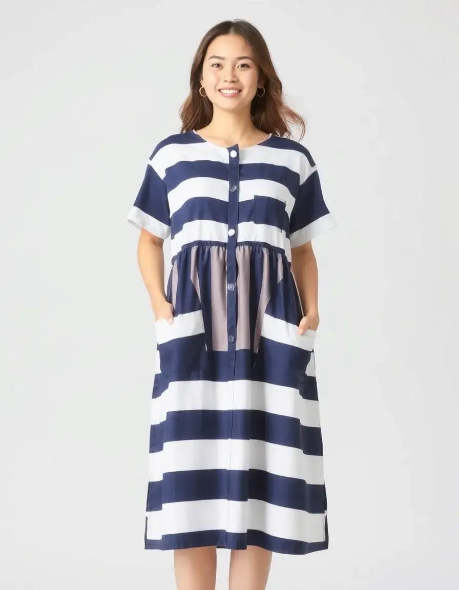 Casual Day Dress in cotone a righe