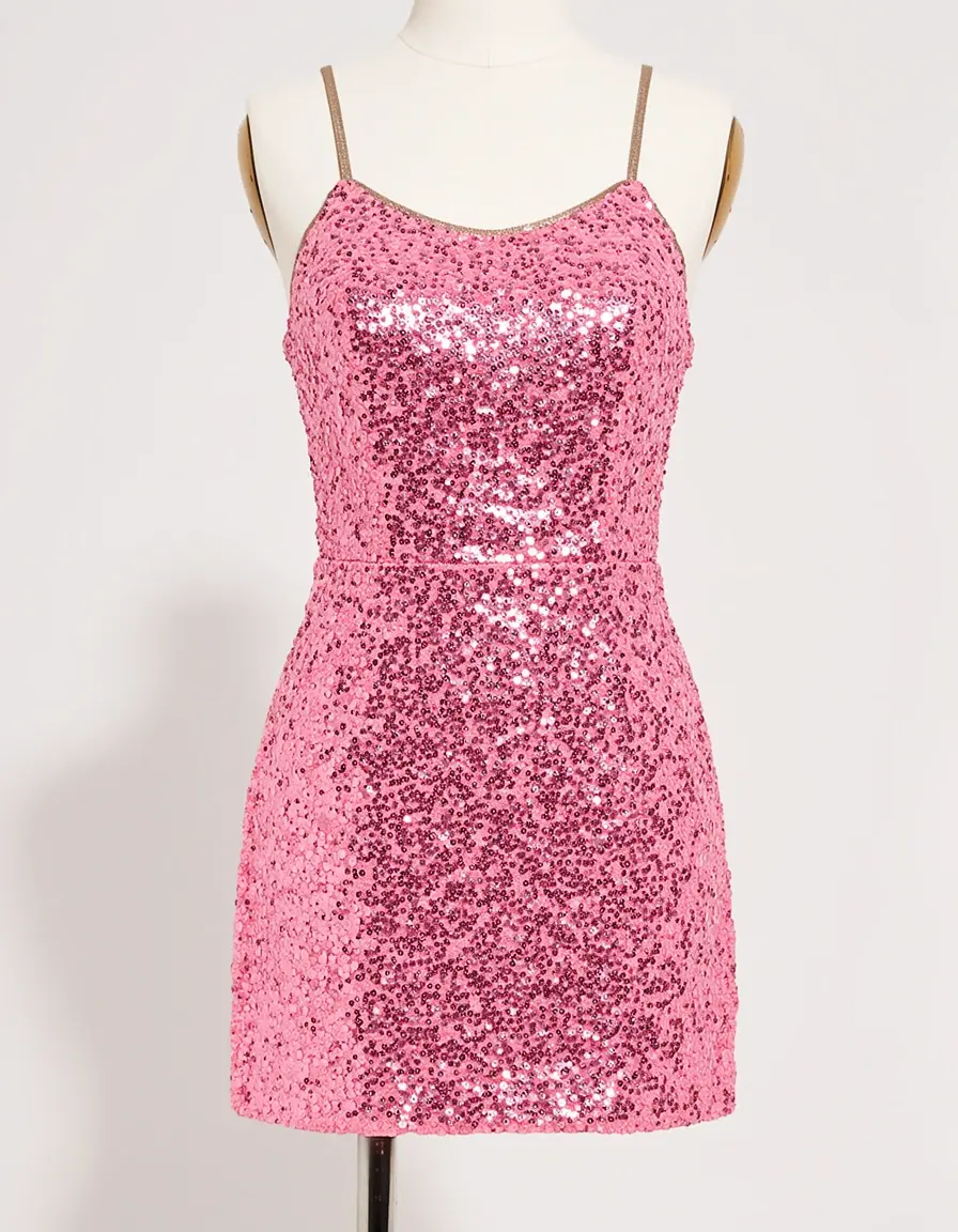 Party Mini Dress in paillettes rosa