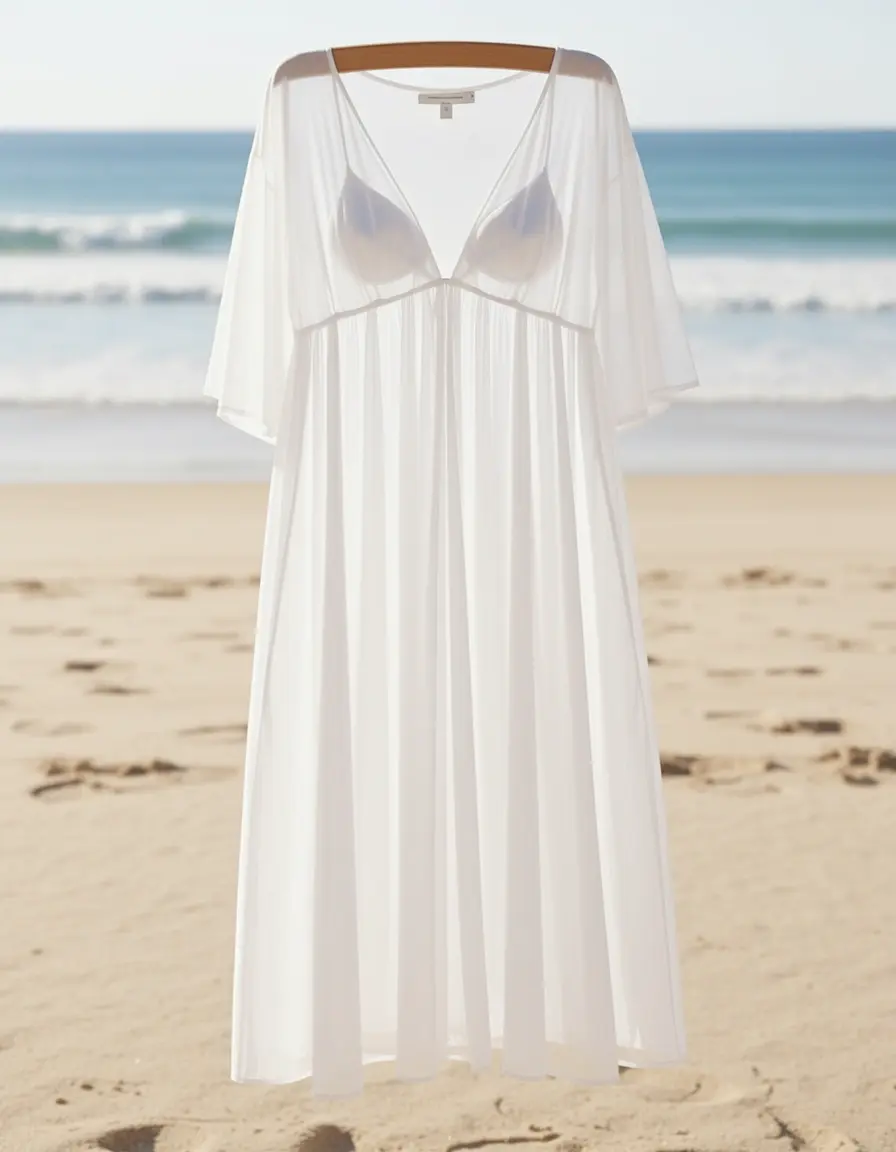 Beach Cover-Up Dress bianco trasparente