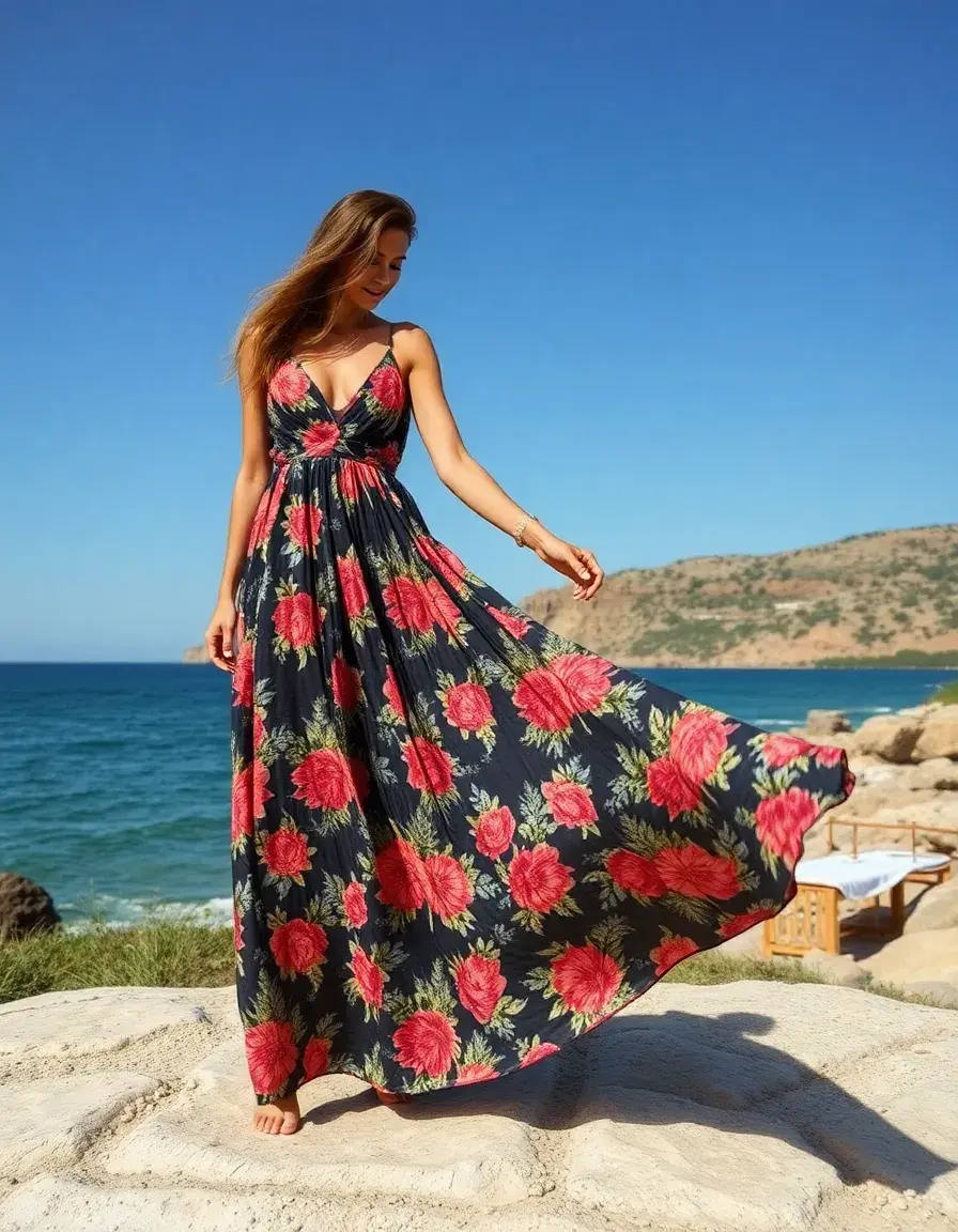 Abito lungo floreale stile boho