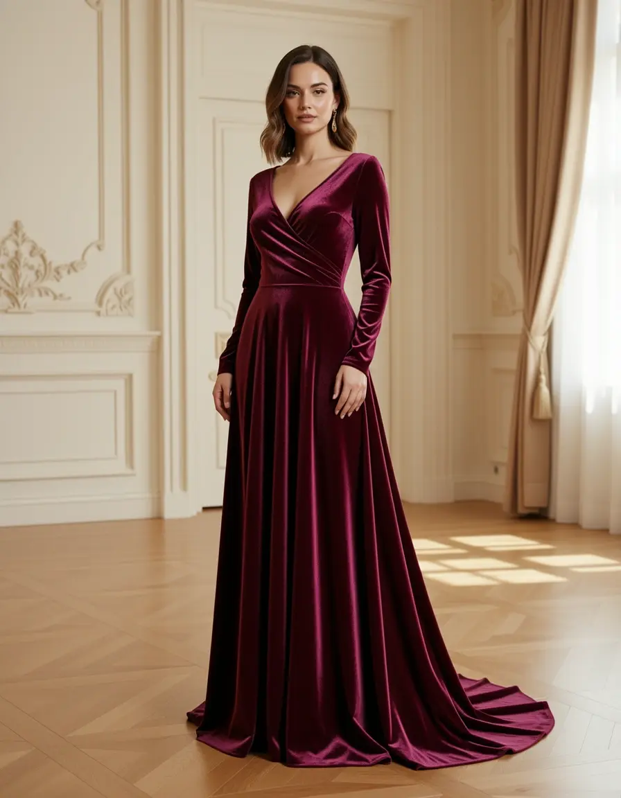 Abito lungo in velluto elegante