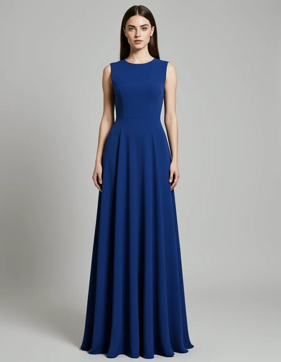 Elegante abito lungo donna tinta unita