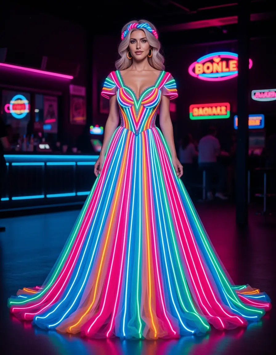 Abito neon vibrante stile anni 80