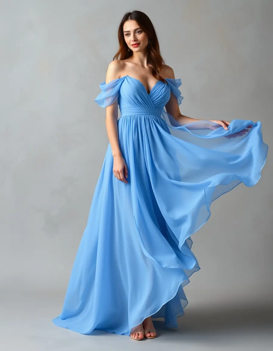 Chiffon Flowy Gown azzurro