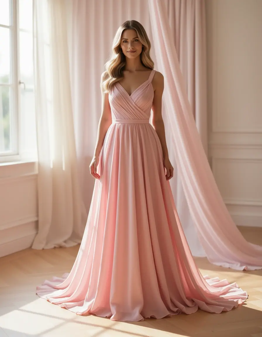 Elegant Chiffon Maxi rosa