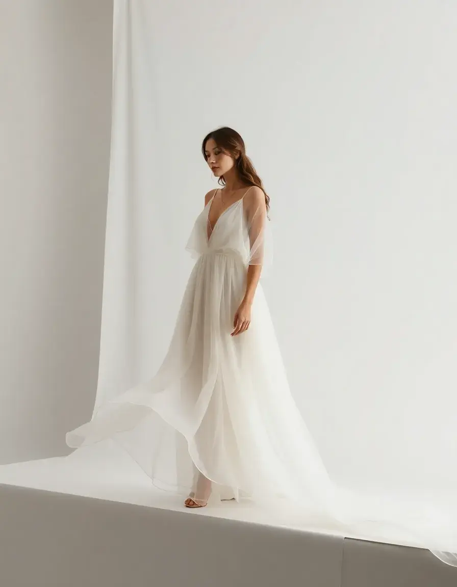Chiffon Layered Dress bianco