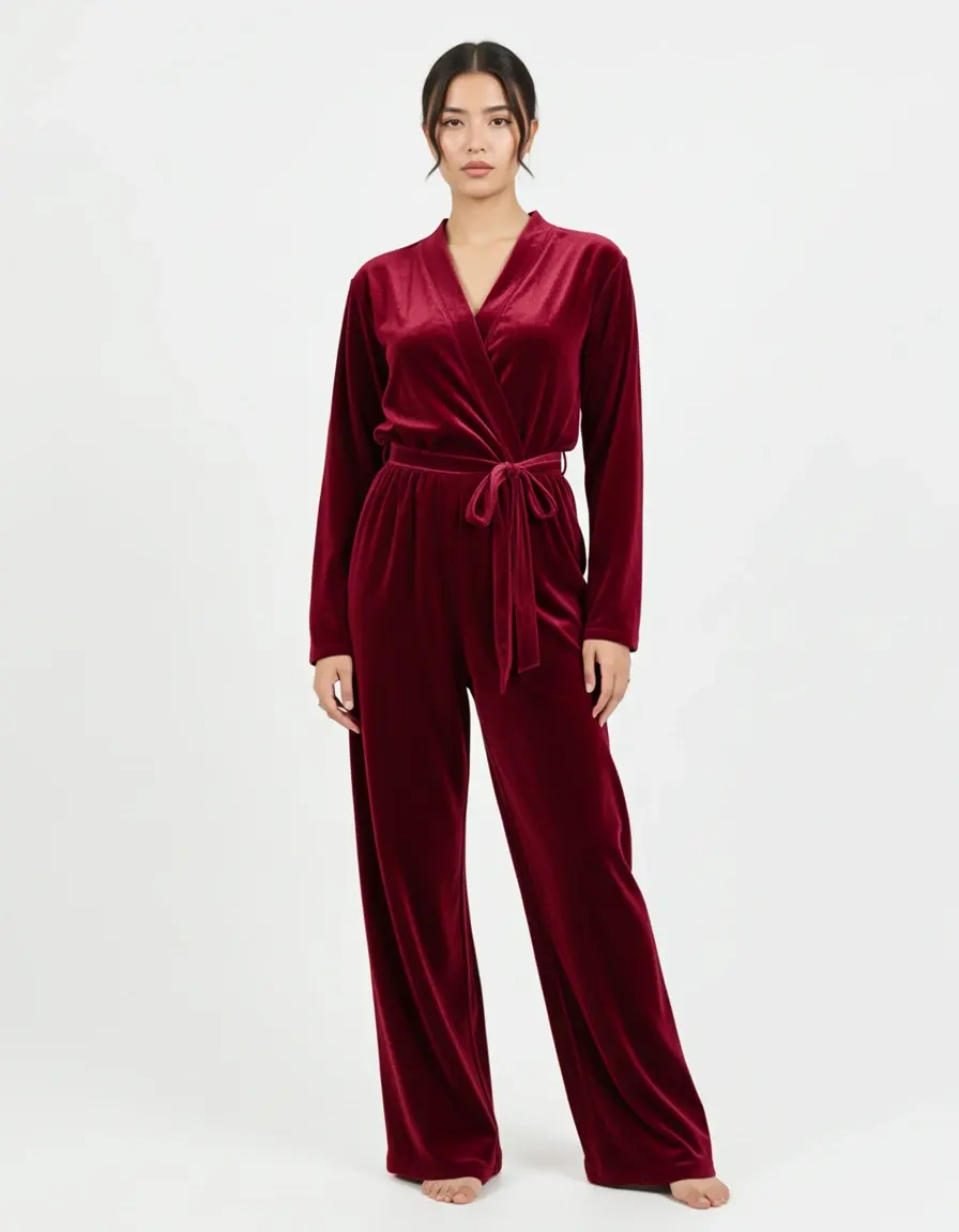 Tuta elegante in velluto bordeaux