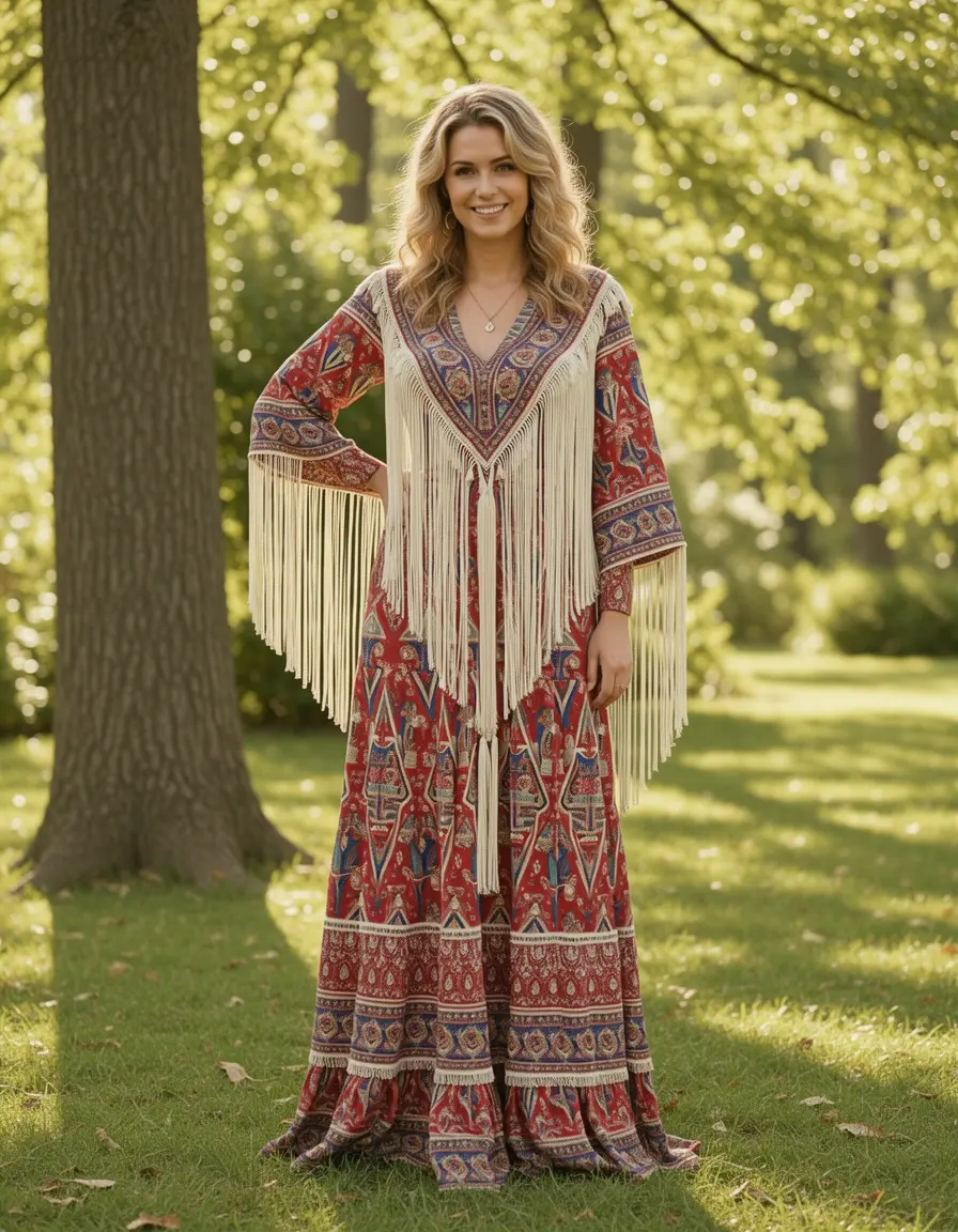 Platform Boho Dress abito bohémien con frange