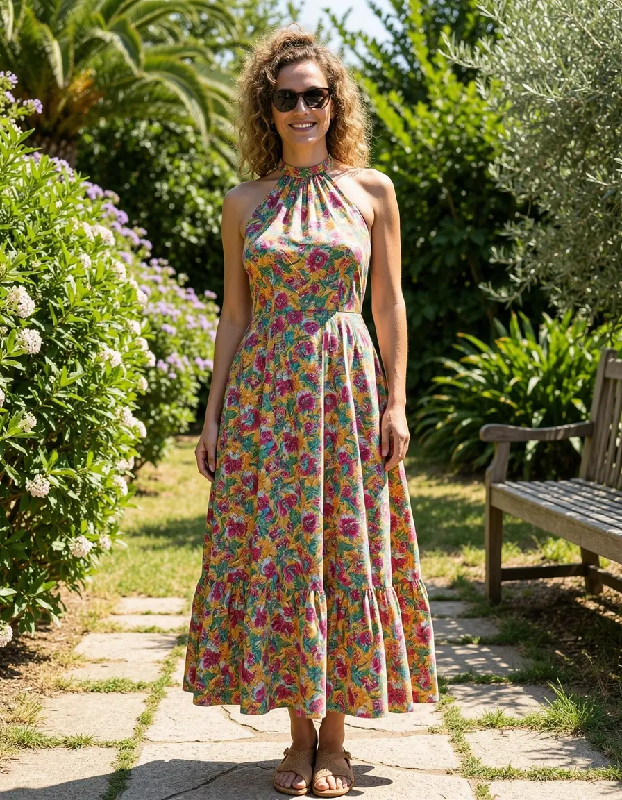 Halter Neck Dress vestito allacciatura americana anni 70