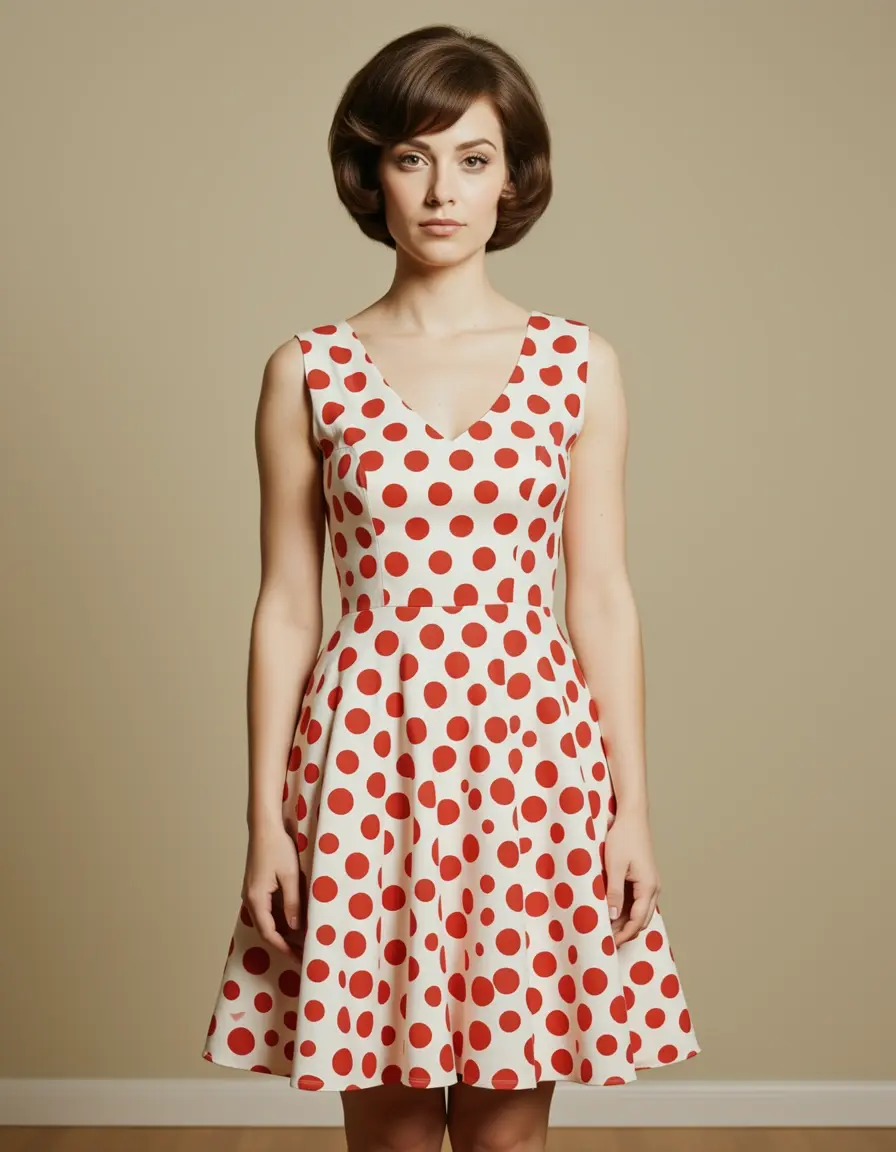 Retro Polka Dot Dress vestito a pois vintage anni 70
