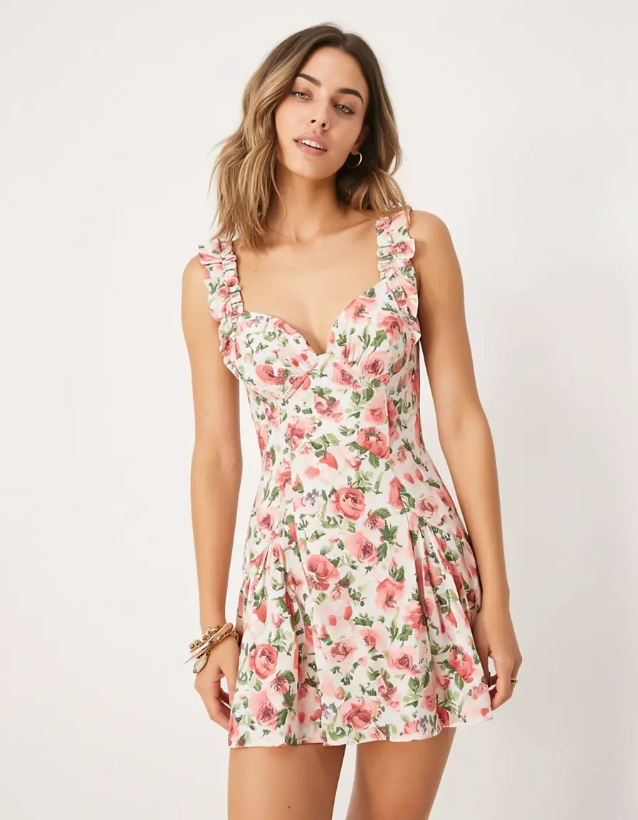 Floral Short Elegant dress stampa floreale