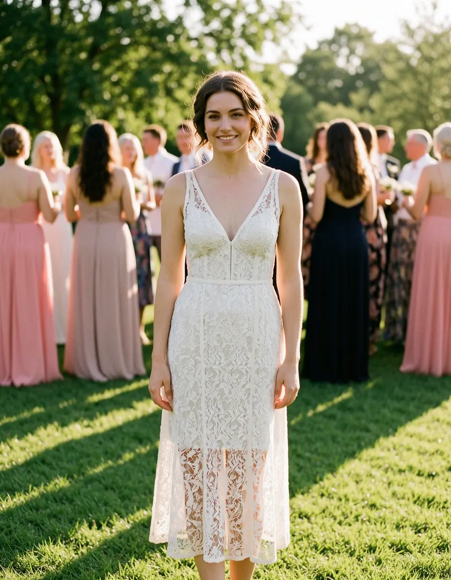 Lace Wedding Guest Dress - Elegante abito in pizzo per invitata