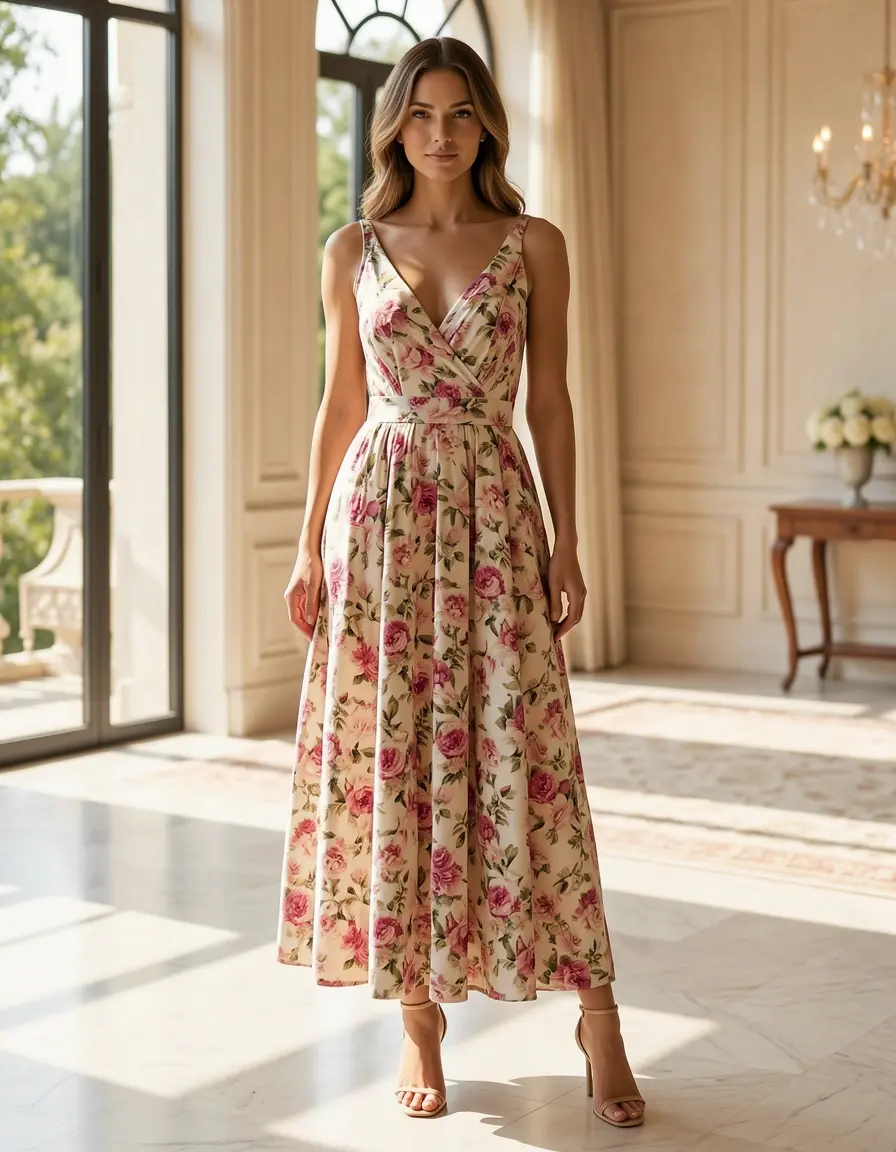 Floral Elegant Midi - Abito floreale chic