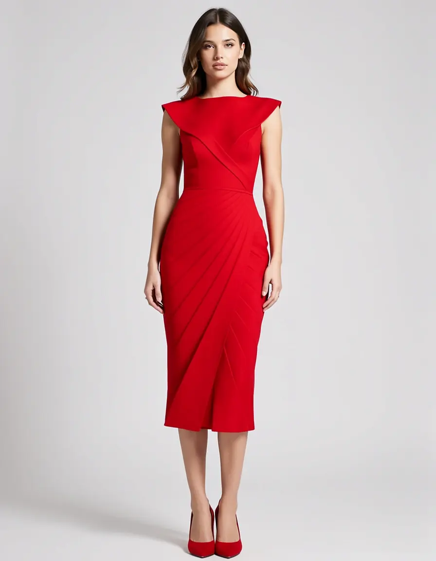 Tubino rosso strutturato elegante