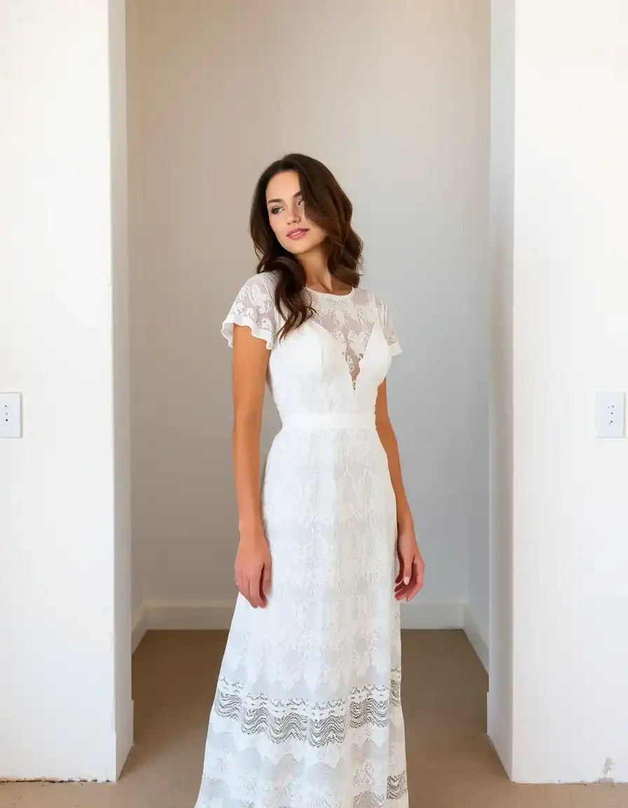 Abito bianco con pizzo delicato