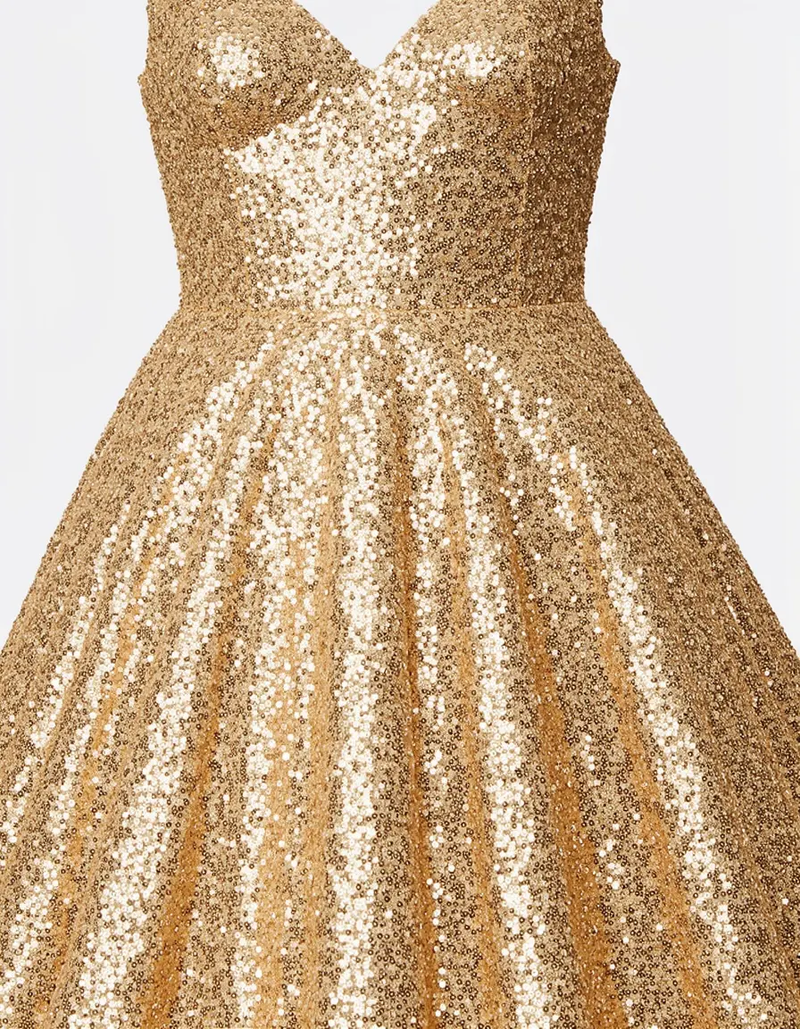 Abito formale dorato con paillettes