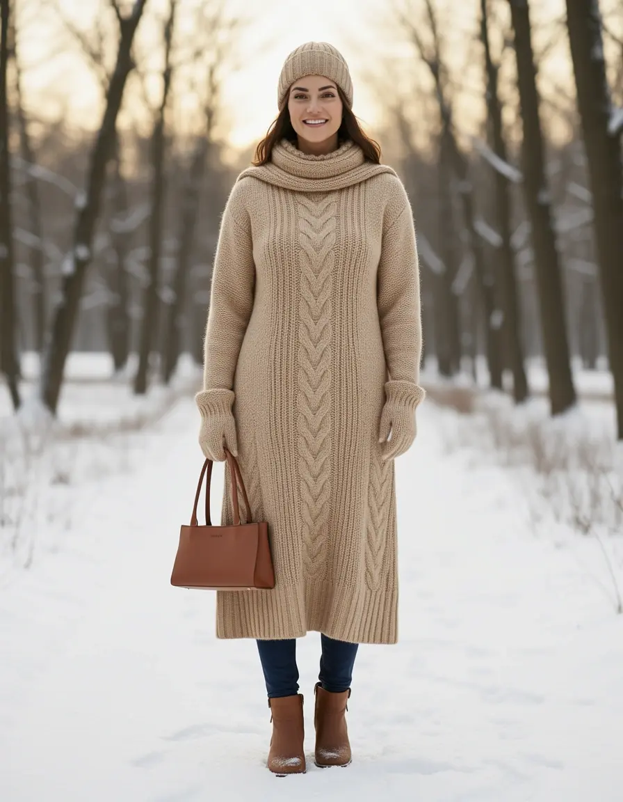 Wool Winter Dress - Vestito in lana caldo per l'inverno