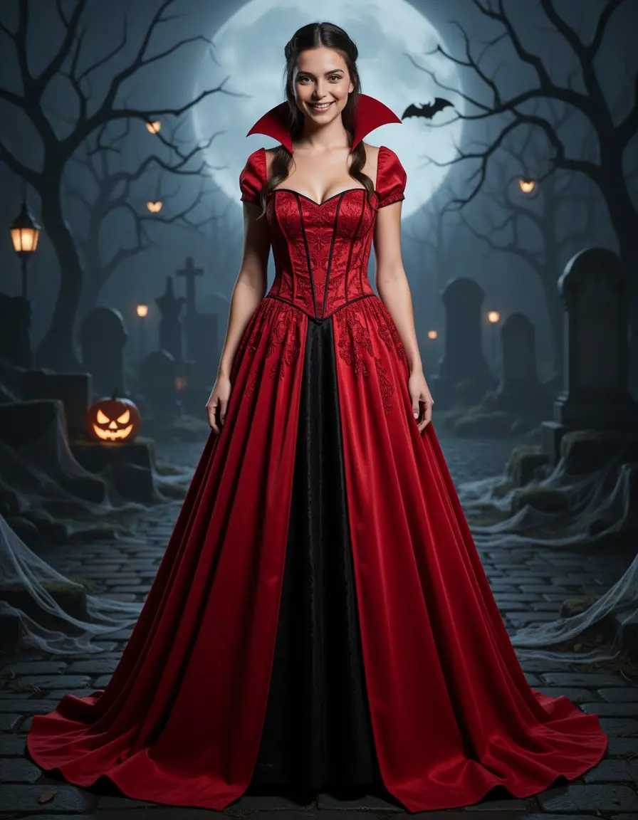 Vampire Donna Outfit rosso elegante