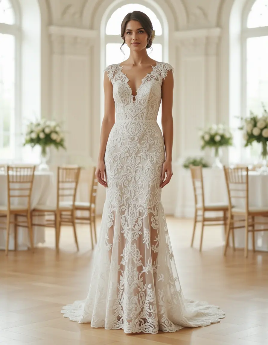 Vestito in pizzo per cerimonia elegante