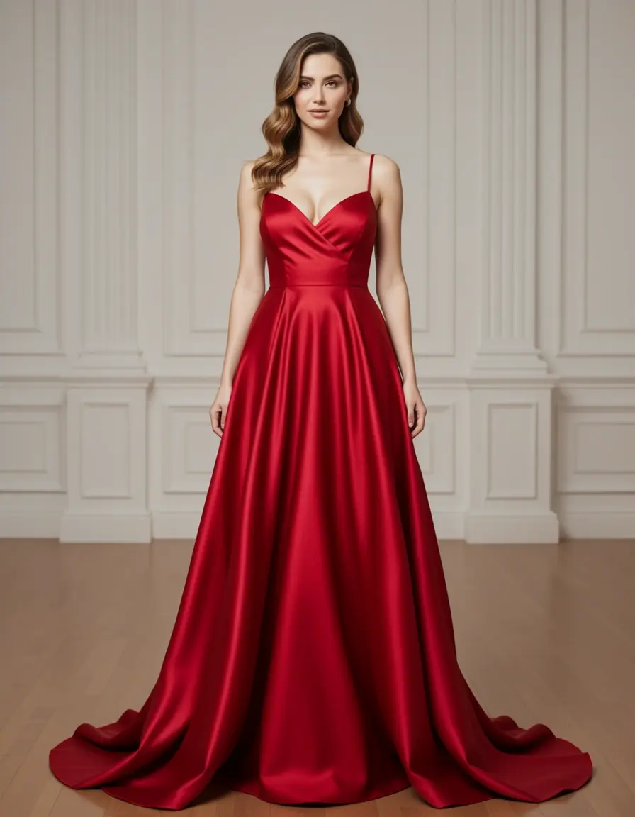 Red Satin Cocktail vestito raso rosso