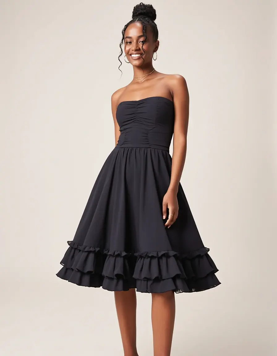 Ruffle Hem Cocktail vestito con rouches