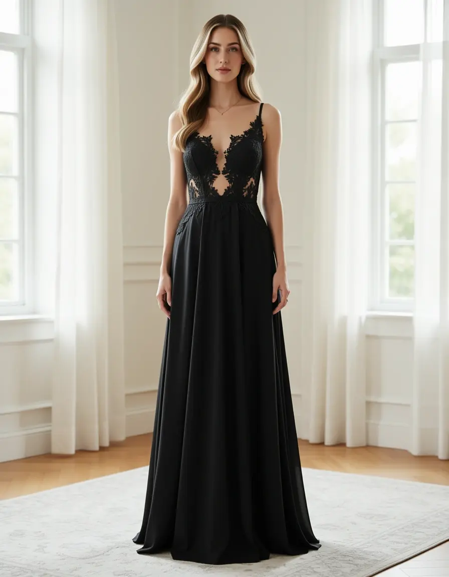 Black Donna Maxi - Vestito donna elegante nero