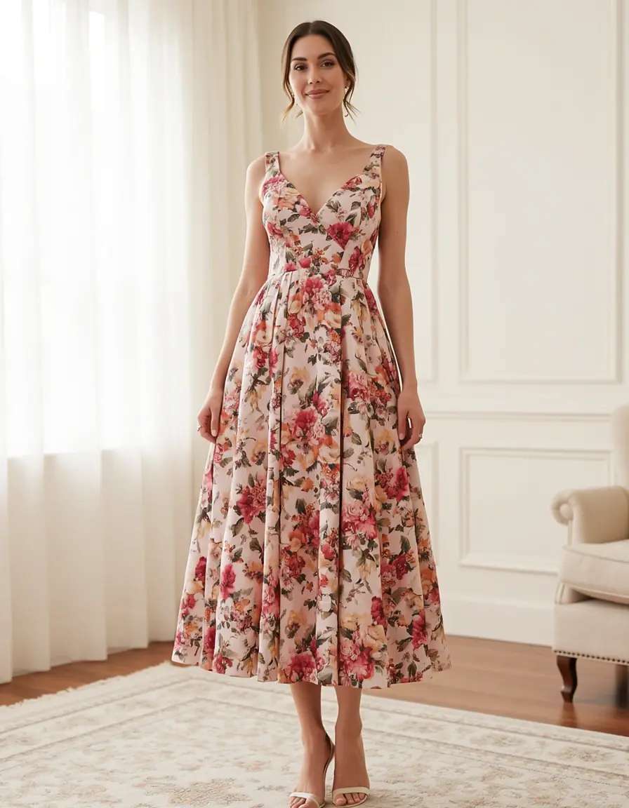Floral Elegant Midi - Abito midi floreale
