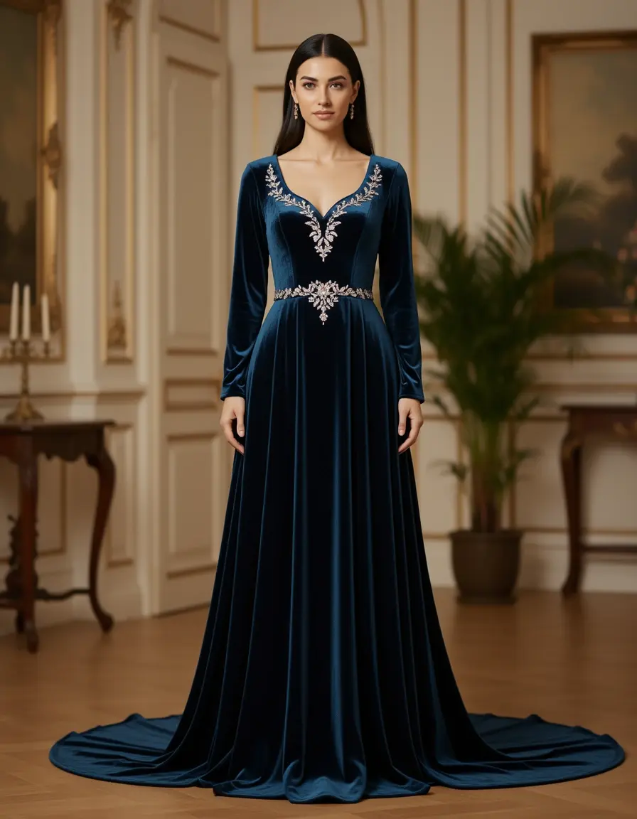 Velvet Lungo Outfit - Vestito lungo elegante in velluto