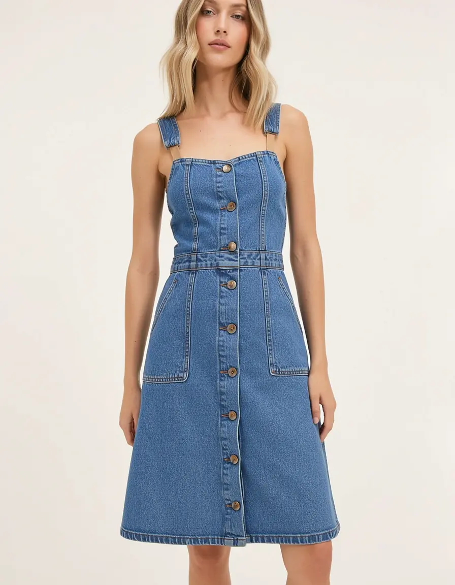 Vestito jeans con bottoni frontali