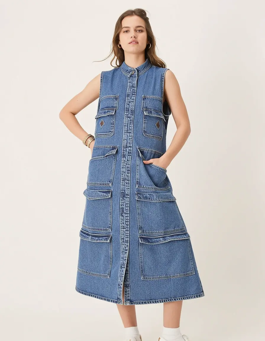 Vestito jeans con tasche utility