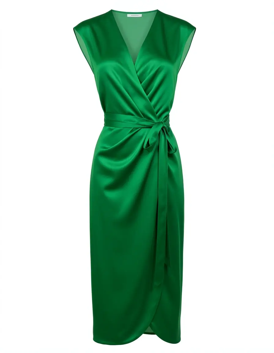 Wrap dress in seta verde elegante